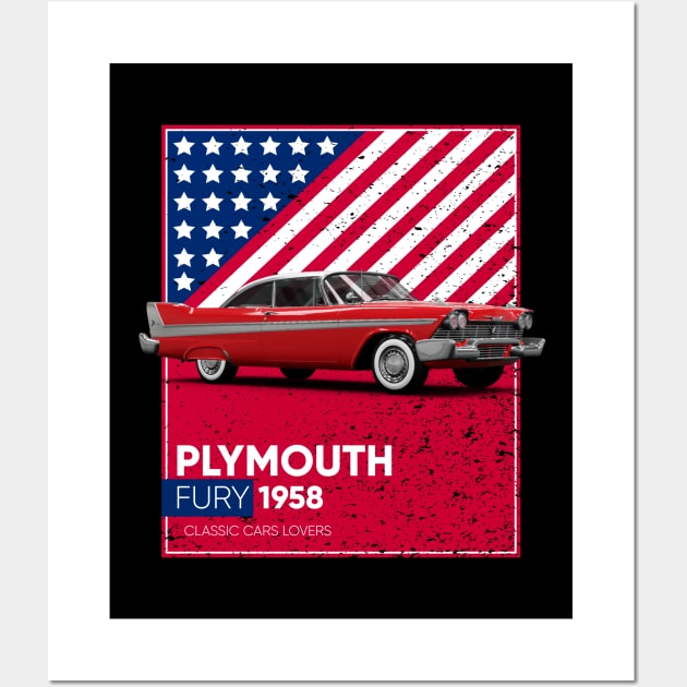 Classic Car Plymouth Fury 1958 Wall Art by cecatto1994